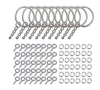 Ranuw Lot de 20 porte-clés divisés avec chaîne et vis à ressort, goupilles à œillets en métal avec chaîne, masse métallique avec goupille à vis, taille unique, comme décrit