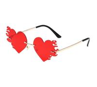 Ranuw Lunettes de soleil tendance Flame Club, look tendance pour spectacles et plus encore, accessoires photo, tenue de mode, lunettes de soleil en forme de cœur, rouge, taille unique