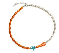 Ranuw Pendentif ludique poisson clown sur une chaîne de perles délicate, collier élégant sur une corde cirée, collier délicat, bijou élégant, Einheitsgröße, comme décrit, Comme décrit