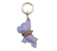 Ranuw Porte-clés chien français en cuir PU, joli pendentif, porte-clés, décoration à suspendre pour clés de voiture et sacs, cadeau unique pour les amoureux des chiens, lilas, Gold-color