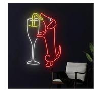 RANVEXO D'Ambiance Apaisante Lampe Enseigne Au Néon Champagne Teckel, Pour Chien(35cmx45cm)