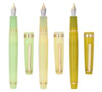 Ranvi 3 PCS Jinhao 82 Stylo Plume Acrylique Cyan, Jaune et Vert, Plume Fine Iridium Garniture Dorée avec Ensemble Convertisseur