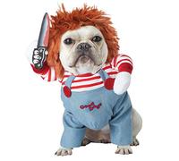 Ranvi Adorable Costume pour Animal de Compagnie de poupée Fatale, Costume de Chien Halloween réglable Chien Cosplay Amusant poupée Fatale Perruque Carlin Chien fête Costume noël(S)