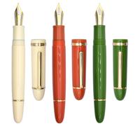 Ranvi Jinhao X159 Lot de 3 stylos plume à pointe fine avec convertisseur d'encre, blanc, vert, orange (clip doré)