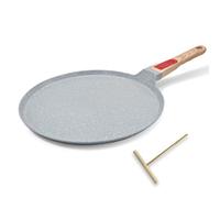 RANX INGST Poêle à Crêpes en Céramique 30 cm - Crêpière avec Poignée Amovible - Tous Feux dont Induction - Bleu