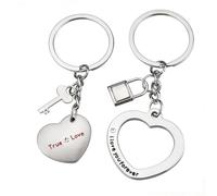 RANYAKE Porte-clés assorti pour couple - En acier inoxydable - Unisexe - Cadeau de Saint-Valentin, d'anniversaire de mariage créatif - Parfait pour la famille ou l'amitié