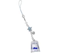 RANYUNSYZ 1 cordon de téléphone mignon bleu avec pendentif en perles de poisson, petit pendentif en forme de poisson pour téléphone, porte-clés pour cadeau et décoration