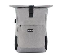 RANZN® Londres Sac à dos premium pour homme et femme, avec port USB, étanche, antivol - Sac à dos de randonnée avec compartiment pour ordinateur portable, gris