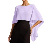 RAOKENSU Cape en mousseline de soie pour robe de mariée élégante banquet capelets châle écharpe châle châle châle en mousseline boléro pour fête, soirée, robe formelle mariage, O violet clair 2