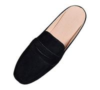 RAOKENSU Mules d'été élégantes pour femme - Pantoufles plates fermées à l'avant - Ouvertes à l'arrière - Antidérapantes - Chaussures de loisirs - Aspect daim - Semelles douces - Mocassins d'été