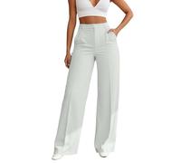 RAOKENSU Pantalon Marlene Femme Business Élégant Taille Haute Uni | Avec Poches, Jambe Large, Oversize, Palazzo, Coupe Droite, Classique, Décontracté, Chino, Pour Travail Et Loisir, Confortable