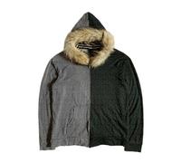 RAOKENSU Sweat à capuche en fourrure pour homme avec fermeture éclair Y2k Grunge Veste gothique Emo Sweat à capuche Automne Hiver Streetwear Vintage années 2000 Veste à capuche Halloween, P gris., S