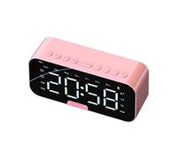 Raopuzi Réveil avec Haut Parleur Bluetooth 5.0, Thermomètre Multifonction Appel Mains Libres Musique Lecteur MP3, Miroir LED réglable Réveils de Chevet Maison/Chambre/Bureau (Rose)