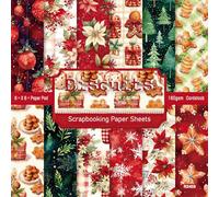 RAORAOYUE Lot de 24 feuilles de papier cartonné pour scrapbooking de Noël, 15,2 x 15,2 cm, papier cartonné unilatéral sur le thème des vacances d'hiver pour la fabrication de cartes, album photo