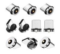 Raosky Lot de 10 embouts de charge magnétiques 2 en 1, embouts rotatifs à 360° pour ports USB-C/iOS, juste des embouts magnétiques/prises pour charger/étanche/anti-oxydant sans cordon et sans données
