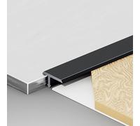 Raouoae Bande De Transition en T 135CM, 2 Pièces, Rail De Sol en Aluminium Anodisé, Bande De Séparation Métallique pour Carrelage Et Parquet, Profilé De Transition Durable(Schwarz,W:12MM)