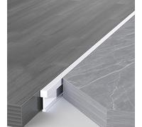 Raouoae Profilé De Transition en T en Aluminium pour Portes, 2 Pièces De 125cm, Bordure De Sol pour Carrelage Et Parquet, Finition sans Couture, Adapté pour Sols Stratifiés Et Carrelés(Silber,Breite: