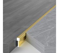 Raouoae Profilé De Transition En T En Aluminium Pour Portes, 2 Pièces De 125cm, Bordure De Sol Pour Carrelage Et Parquet, Finition Sans Couture, Adapté Pour Sols Stratifiés Et Carrelés(Gold,Breite: 4.