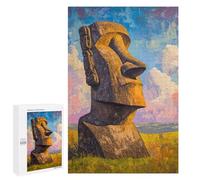 Rapa NUI Moai Statue Painting Puzzle 1000 Pièces Educa Jouet en Bois Cadeau Unique Décoration Intérieure Jeu Éducatif Challenge Toy Adultes Et Enfants À Partir De 14 Ans 1000 PCS