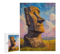 Rapa NUI Moai Statue Painting Puzzle 1000 Pièces Educa Jouet en Bois Cadeau Unique Décoration Intérieure Jeu Éducatif Challenge Toy Adultes Et Enfants À Partir De 14 Ans 500 PCS