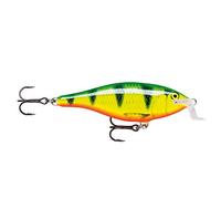 Rapala Classiques, Shallow Shad Rap, Taille : 9 cm/12 g, Leurre Eau Douce Flottant, Profondeur de Nage : 1,8-2,4 m, Matériel de Pêche avec Construction Balsa, Perch FP Adulte Mixte, Fire Tiger
