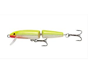 Rapala, Leurre de Pêche Classiques Jointed, Taille : 13 cm/18 g, Leurre Eau Douce Flottant, Profondeur de Nage : 1,2-1,8 m, Matériel avec Construction Abachi, Silver Fluorescent Chartreuse SFC