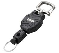 Rapala - Mousqueton RCD Small Retractable Lanyard - Petit Mousqueton pour la Pêche - Article de Pêche en Zinc - Rotatif à 360° - Attache Rapide - Ressort Solide - Matériel de Pêche Taille S - Noir