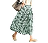 Rapbin Pantalon Capri pour femme, d'été, 2026, en coton, taille élastique, à carreaux, pantalons décontractés pour femme, pantalons légers, XL