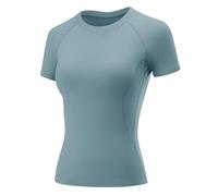 Rapbin T-Shirt de Sport à Manches Courtes et à Manches Longues pour Femme - Séchage Rapide - Respirant, Lot de 2 - Noir et Gris - Manches Courtes