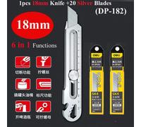 Rapduty-Couteau Utilitaire En Acier Inoxydable,Coupe-Boîte Multifonction,Ouvre-Bouteille,18 Ouvre-Bouteille,Règle À Vis,Entrepôt,Tout Usage,6 En 1 - Type 1knife 20silver Blad