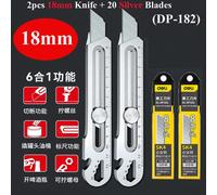 Rapduty-Couteau Utilitaire En Acier Inoxydable,Coupe-Boîte Multifonction,Ouvre-Bouteille,18 Ouvre-Bouteille,Règle À Vis,Entrepôt,Tout Usage,6 En 1 - Type 2knife 20silver Blad