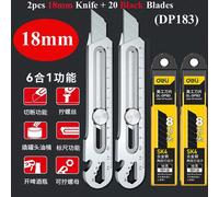 Rapduty-Couteau Utilitaire En Acier Inoxydable,Coupe-Boîte Multifonction,Ouvre-Bouteille,18 Ouvre-Bouteille,Règle À Vis,Entrepôt,Tout Usage,6 En 1 - Type 2knife 20black Blade