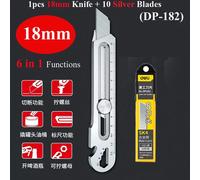 Rapduty-Couteau Utilitaire En Acier Inoxydable,Coupe-Boîte Multifonction,Ouvre-Bouteille,18 Ouvre-Bouteille,Règle À Vis,Entrepôt,Tout Usage,6 En 1 - Type 1knife 10silver Blad