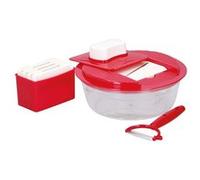 Râpe 7 en 1 avec Récipient Éplucheur Multifonction 6 Lames Tranchant Alpina Rouge Rouge G