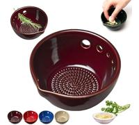 Râpe à ail faite à la main, outil de cuisine multifonction 2 en 1, bol à décaper les herbes avec 5 tailles de trous, râpe intégrée pour ail et gingembre, pour la cuisson des salades, outil de cuisine