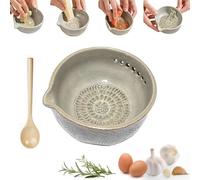 Râpe à ail faite à la main X bol à herbes, assiette multifonctionnelle 2 en 1 en grès rustique, râpe à ail, décapant d'herbes fabriqué à la main, outils de cuisine de préparation sans (1pcs)