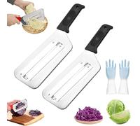 Râpe à Chou en Acier Inoxydable, Couteau à Râper Double Lame avec Poignée Antidérapante, Coupe-Légumes pour Carottes, Pommes de Terre et Choux (2 pièces noires)