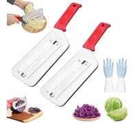 Râpe à Chou en Acier Inoxydable, Couteau à Râper Double Lame avec Poignée Antidérapante, Coupe-Légumes pour Carottes, Pommes de Terre et Choux (2 pièces rouges)