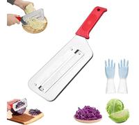 Râpe à Chou en Acier Inoxydable, Couteau à Râper Double Lame avec Poignée Antidérapante, Coupe-Légumes pour Carottes, Pommes de Terre et Choux (Rouge)
