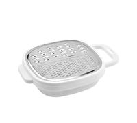 Râpe à Fromage 6-en-1 avec Boîtier, Lames en Acier Inoxydable, Râpage Grossier Moyen Fin, Micro-Râpage et Tranchage, Couvercle Doseur, 17x5x17cm (Blanc)