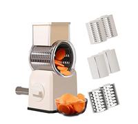 Râpe à fromage - Broyeur manuel pour aliments avec base d'aspiration forte et 6 lames | Outils durables pour hachoir, gadgets de cuisine pour pommes de terre, oignons, tomates et plus Delr