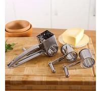 Râpe à fromage de cuisine en acier inoxydable, râpe à fromage rotative à manivelle avec tambour en acier inoxydable, raboteuse à fromage trois en un, for râper le fromage à pâte dure, le chocolat, les