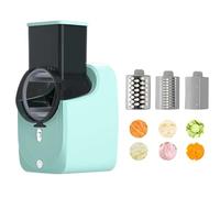 Râpe À Fromage Électrique 3 en 1 Et Tire-salade, Trancheuse Électrique 50 W avec Plusieurs Lames Et Commande À Une Touche pour la Préparation Des Aliments Dans la Cuisine À Domicile green