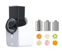 Râpe À Fromage Électrique 3 en 1 Et Tire-salade, Trancheuse Électrique 50 W avec Plusieurs Lames Et Commande À Une Touche pour la Préparation Des Aliments Dans la Cuisine À Domicile white