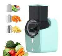 Râpe À Fromage Électrique Et Tire-salade, Trancheuse Électrique 3 en 1 avec 3 Lames Interchangeables, Coupe-légumes Et Fruits À Une Touche 50 W pour la Cuisine Domestique green