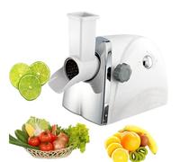 Râpe à fromage électrique rotative professionnelle, 3 lames rotatives en acier inoxydable, râpage rapide (1 min/500 g), idéale comme râpe à pommes de terre, coupe-légumes ou moulin à fromage.