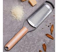 Râpe à fromage en acier inoxydable avec manche en bois naturel pour parmesan, citron, gingembre, fromage, muscade, pommes de terre, chocolat et ail, petite taille