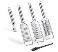 Râpe à fromage en acier inoxydable, ensemble de 5 râpes, éplucheurs et éminceurs de cuisine, zesteur de citron avec brosse de nettoyage pour les légumes, les fruits et le chocolat