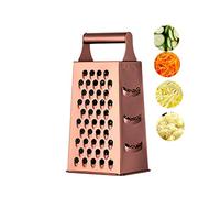 Râpe à fromage et légumes en acier inoxydable avec 4 côtés, 24 cm de hauteur, grande boîte, idéale pour le parmesan, les légumes, le gingembre et les fruits - Or rose