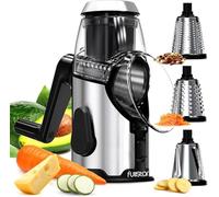 Râpe à fromage - Inox Coupe Legumes Manuelle avec 3 Lames de Tambour Détachables - Rapide et Facile - Base Antidérapante - Rapeuse de Cuisine pour Légumes Fromage Concombre Carotte Noix